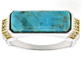 Blue Composite Turquoise Rhodium Over Sterling Silver Two-Tone Ring 0.03ctw