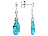 Blue Turquoise Rhodium Over Sterling Silver Earrings 0.10ctw
