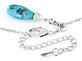 Blue Turquoise Rhodium Over Sterling Silver Pendant With Chain 0.05ctw