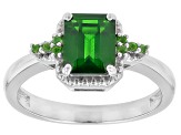 Green Chrome Diopside Rhodium Over Sterling Silver Ring 1.57ctw