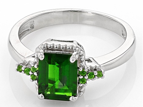 Green Chrome Diopside Rhodium Over Sterling Silver Ring 1.57ctw