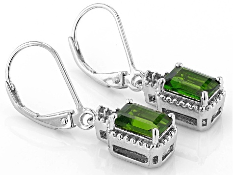 Green Chrome Diopside Rhodium Over Sterling Silver Earrings 1.82ctw