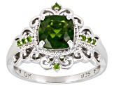 Green Chrome Diopside Rhodium Over Sterling Silver Ring 1.52ctw