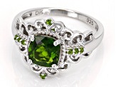 Green Chrome Diopside Rhodium Over Sterling Silver Ring 1.52ctw