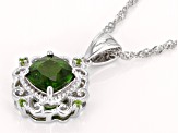 Green Chrome Diopside Rhodium Over Sterling Silver Pendant With Chain 1.48ctw