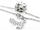 Green Chrome Diopside Rhodium Over Sterling Silver Clover Pendant with Chain 1.39ctw