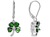 Green Chrome Diopside Rhodium Over Sterling Silver Clover Earrings 1.68ctw