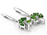 Green Chrome Diopside Rhodium Over Sterling Silver Clover Earrings 1.68ctw