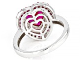Red Lab Created Ruby Rhodium Over Sterling Silver Heart Ring 2.51ctw