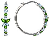 Green Chrome Diopside Rhodium Over Sterling Silver Hoop Earrings 3.18ctw