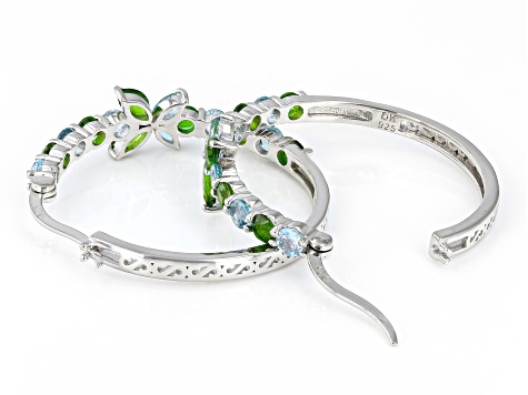 Green Chrome Diopside Rhodium Over Sterling Silver Hoop Earrings 3.18ctw