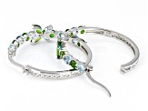 Green Chrome Diopside Rhodium Over Sterling Silver Hoop Earrings 3.18ctw
