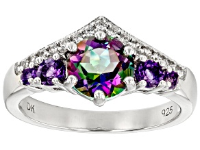 Multi-Color Mystic® Topaz Rhodium Over Sterling Silver Ring 1.83ctw