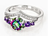 Mystic Fire® Green Topaz Rhodium Over Sterling Silver Ring 1.83ctw