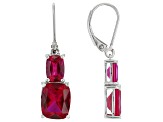 Lab Created Ruby Rhodium Over Sterling Silver Earrings 9.35ctw