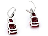 Lab Created Ruby Rhodium Over Sterling Silver Earrings 9.35ctw