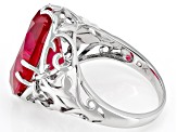 Red Lab Created Ruby Rhodium Over Sterling Silver Ring 11.48ct