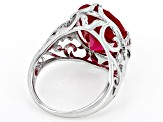 Red Lab Created Ruby Rhodium Over Sterling Silver Ring 11.48ct