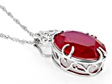 Red Lab Created Ruby Rhodium Over Sterling Silver Pendant with Chain 11.48ct