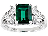 Green Lab Created Emerald Rhodium Over Sterling Silver Ring 2.24ctw