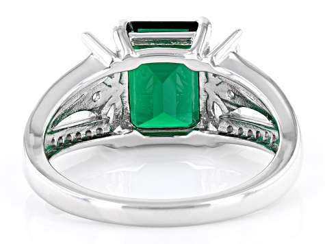 Green Lab Created Emerald Rhodium Over Sterling Silver Ring 2.24ctw