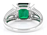 Green Lab Created Emerald Rhodium Over Sterling Silver Ring 2.24ctw