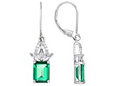 Green Lab Created Emerald Rhodium Over Sterling Silver Earrings 2.98ctw