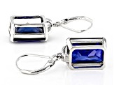 Blue Lab Created Sapphire Rhodium Over Sterling Silver Earrings 14.36ctw