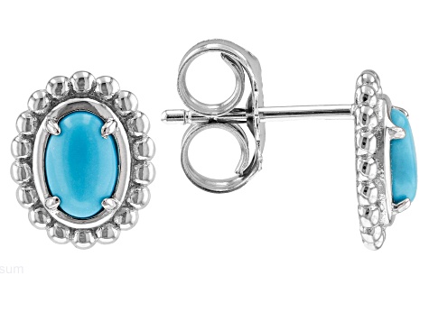 Sleeping Beauty Turquoise Rhodium Over Sterling Silver Stud Earrings ...