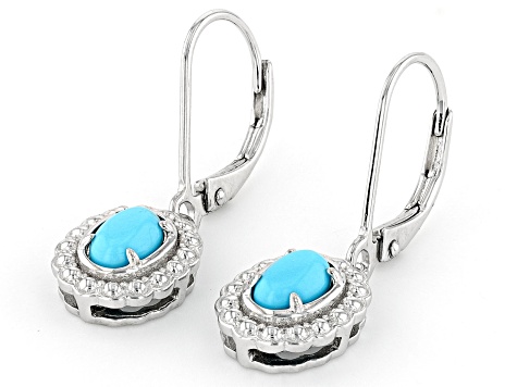 Natural Sleeping Beauty Turquoise Earrings Sterling Silver Dangle Women  Earrings Blue Round Stone