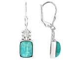 Green Amazonite Rhodium Over Sterling Silver Earrings