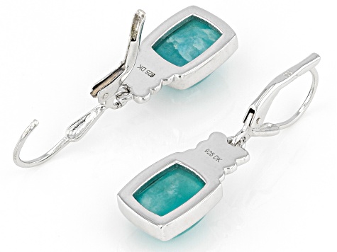 Green Amazonite Rhodium Over Sterling Silver Earrings