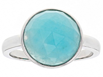 Picture of Blue Amazonite Rhodium Over Sterling Silver Ring