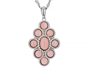 Pink Opal Rhodium Over Sterling Silver Pendant With Chain