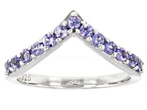 Blue Tanzanite Rhodium Over Sterling Silver Ring 0.48ctw