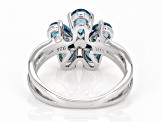 London Blue Topaz Rhodium Over Sterling Silver Flower Ring 2.19ctw