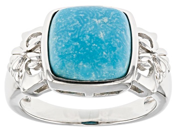 Picture of Blue Turquoise Rhodium Over Sterling Silver Band Ring