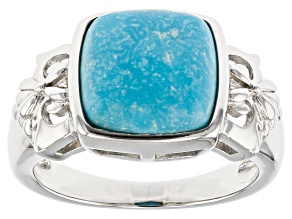 Blue Turquoise Rhodium Over Sterling Silver Band Ring