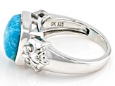 Blue Turquoise Rhodium Over Sterling Silver Band Ring