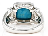 Blue Turquoise Rhodium Over Sterling Silver Band Ring