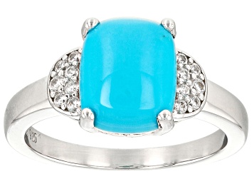 Picture of Sleeping Beauty Turquoise Rhodium Over Sterling Silver Ring 0.13ctw