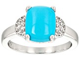 Sleeping Beauty Turquoise Rhodium Over Sterling Silver Ring 0.13ctw