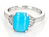 Sleeping Beauty Turquoise Rhodium Over Sterling Silver Ring 0.13ctw