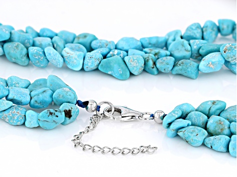 Blue Sleeping Beauty Turquoise Rhodium Over Sterling Silver Necklace