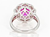 Pink Lab Created Sapphire with White Lab Created Sapphire Rhodium Over Sterling Silver Ring 5.35ctw