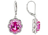 Pink Lab Created Sapphire Rhodium Over Sterling Silver Earrings 7.62ctw