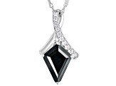 Kite Black Spinel With White Zircon Sterling Silver Pendant With Chain 5.11ctw