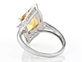 Rhombus Citrine and White Zircon Rhodium Over Sterling Silver Ring 2.38ctw
