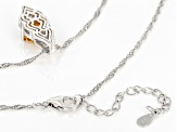 Rhombus Citrine and White Zircon Sterling Silver Pendant with Chain 2.07ctw