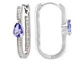 Tanzanite With White Zircon Rhodium Over Sterling Silver Earrings 0.87ctw